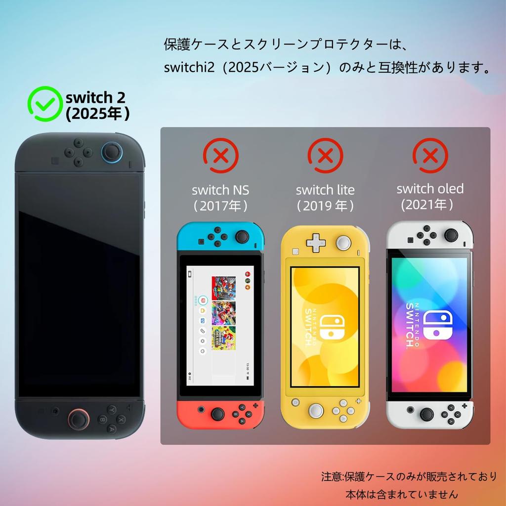 BCWXION Soft TPU Clear Dockable Case Cover and Tempered Glass Screen Protector for Nintendo Switch 2025 Dustproof, Drop-proof, Fingerprint-proof,