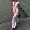 2026 New Women's Spring/Summer Cotton V-Neck Sleeveless Top & Pants Two-Piece Set