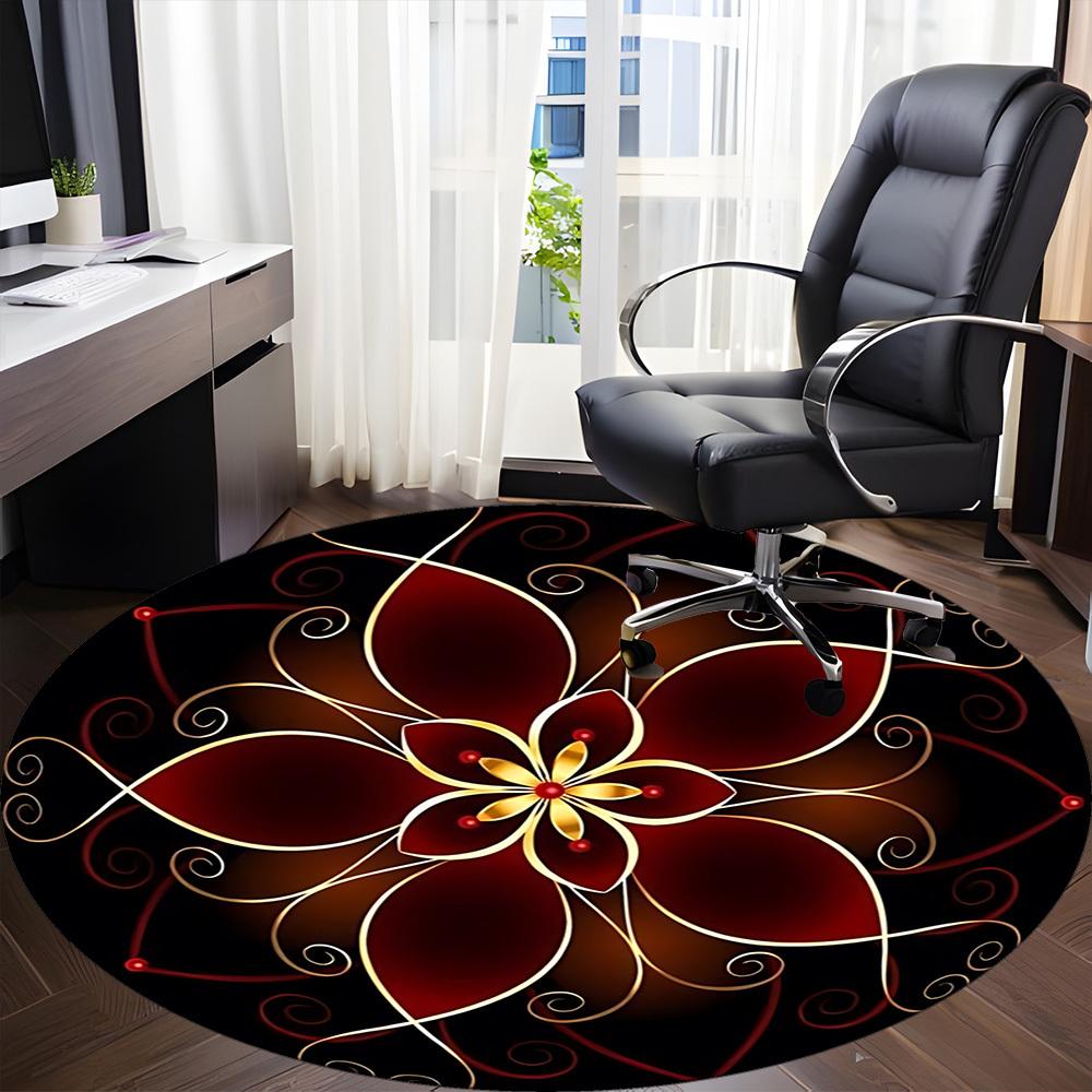 1pc Floral Mandala Office Round Rug, Non-slip, Soft and Durable Office Rug for Interior Decoration, Perfect for Office, Beautiful Decoration yy2603230