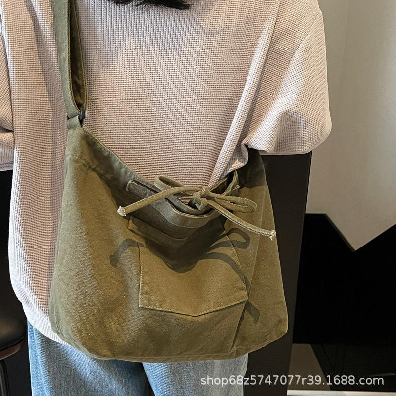Bag women's 2025 new fashion shoulder bag, large capacity tote bag, class commuting crossbody bag, canvas bag