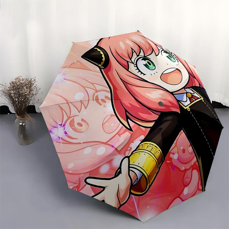 1pc Cat Ear Pink Hair Girl: Automatic Opening Closing Umbrella with Foldable Design, Iron Frame, Outdoor Use, Festival Gift for Fans, Travelers, Daily