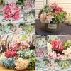 Stunning 6 Heads Artificial Silk Hydrangea Fake Flower Bridal Bouque For Elegant Home Decor