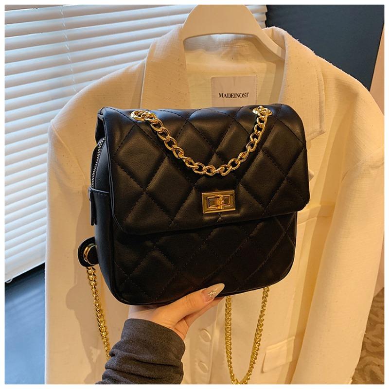 Rhombus Chain Small Bag Women's Summer New Fashion Leisure Shoulder Bag Backpack