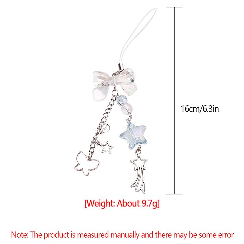 Sweet Bowknot Phone Chain Star Beads Pendant Charm Alloy Butterfly Earphone Case Hanging Rope Lanyard Strap Bag Decor