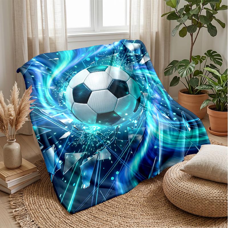 Soccer Ball Breaking Through Wall Theme blanket Lightweight Warm Flannel Blanket Decorative Throw Blanket for Home Decoration