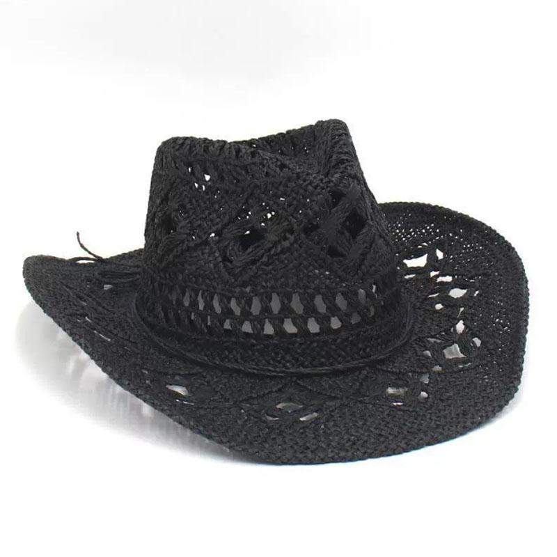 Wide Brim Western Cowboy Hat Sun Protection Jazz Hat Fashion Straw Cap Outdoor