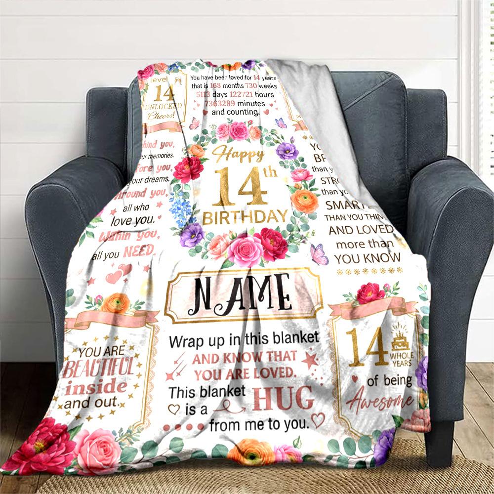 14Th Birthday Celebration Blanket Comfortable Texture For Sofa Couch Office Bed Picnics Allseason Use Cozy Home Lovers Ideal Gift For Birthday