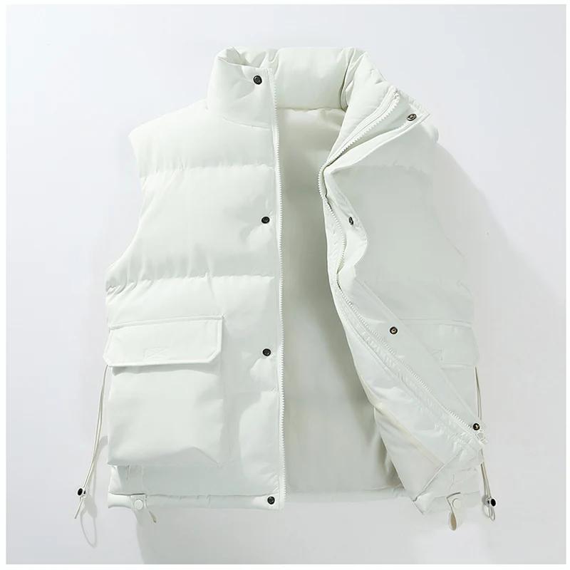 Autumn Winter Men White Thick Vest Men Warm Vests Men Sleeveless Parkas Jacket Male Fashion Casual Black Waistcoats