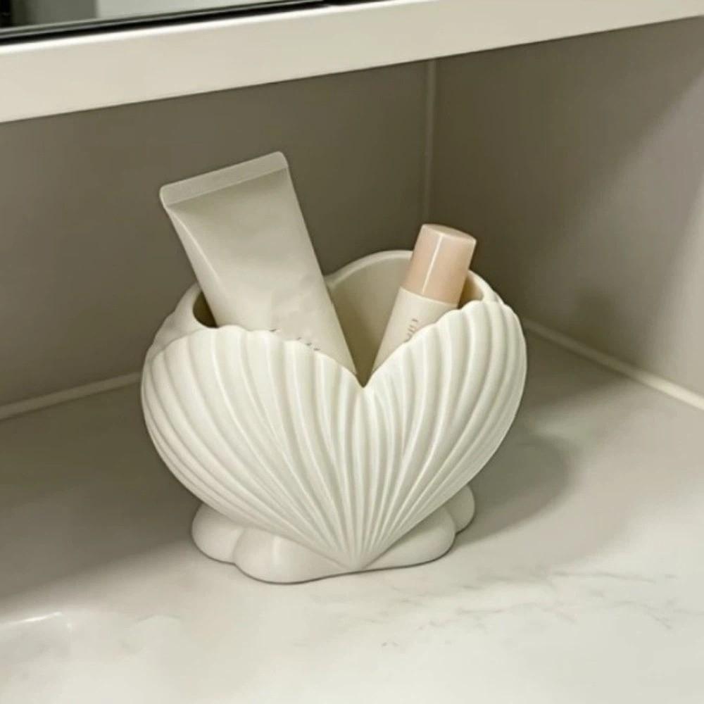 Aesthetic Shell Shape Toothpaste Toothbrush Holder 3D Printed Makeup Brush Stand Shower