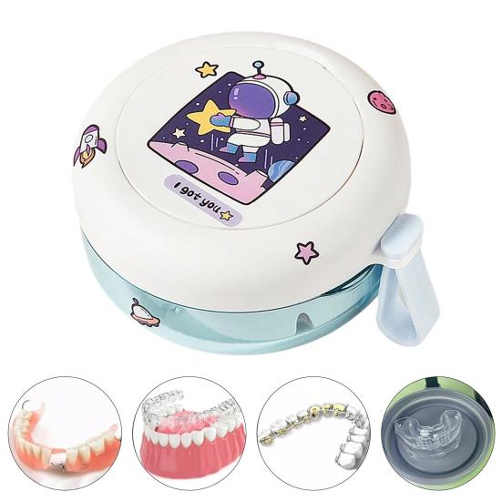 Yousheng Portable Denture Case with Mirror RemovableTray Leak-proof Compact Denture Bath Storage Box for Braces