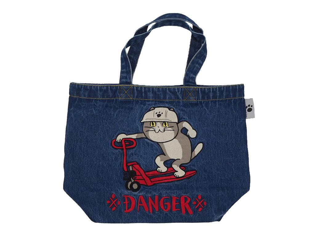MAKERS Kumamine Denim Embroidered B4 Tote Bag, Work Cat D
