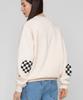Graver [Unisex] Elbow Checkerboard Dot Smile Sweatshirt_Cream