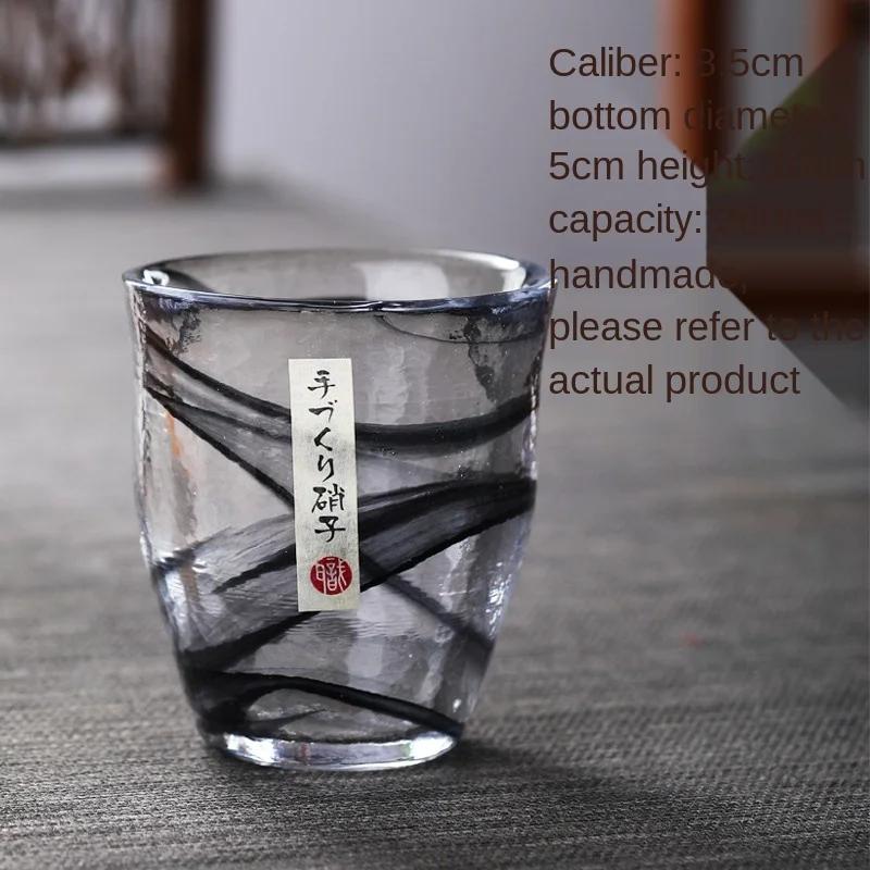 

Handmade nitrate halo dyed hammer patterned glass cups in Japanese moonlit workshops M