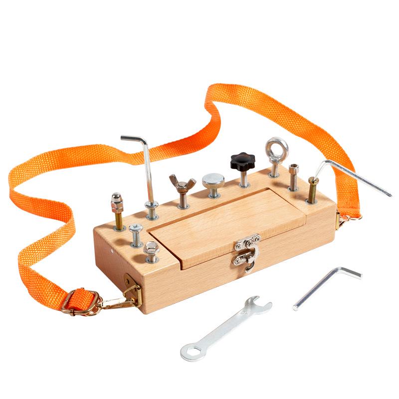 Children's Wooden Montessori Screw & Nut Toolbox Educational Toy
