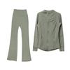 Women's Flare Pants & Jacket Set - Slim Fit Long Sleeve Outerwear for Running & Yoga