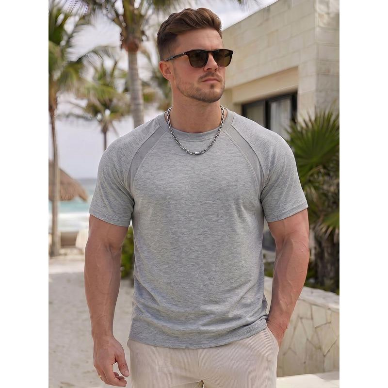 Herren locker farbblockiertes kurzärmeliges T-Shirt.