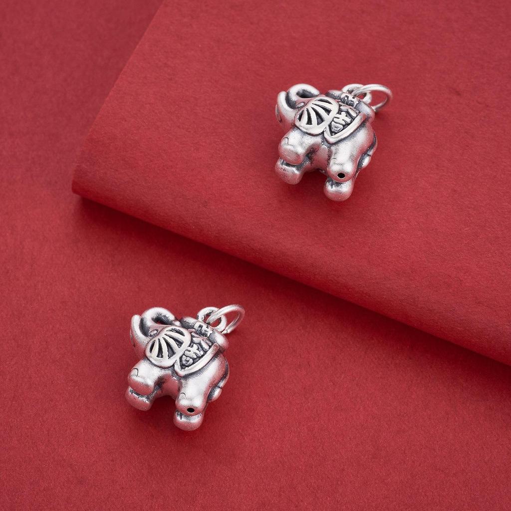 Sterling Silver 999 Pure Elephant Pendant Charm for Necklace/Bracelet - Handmade Jewelry Accessory