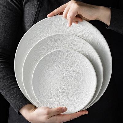 European Ceramic Dinnerware: Steak & Pasta Plate with Creative Texture