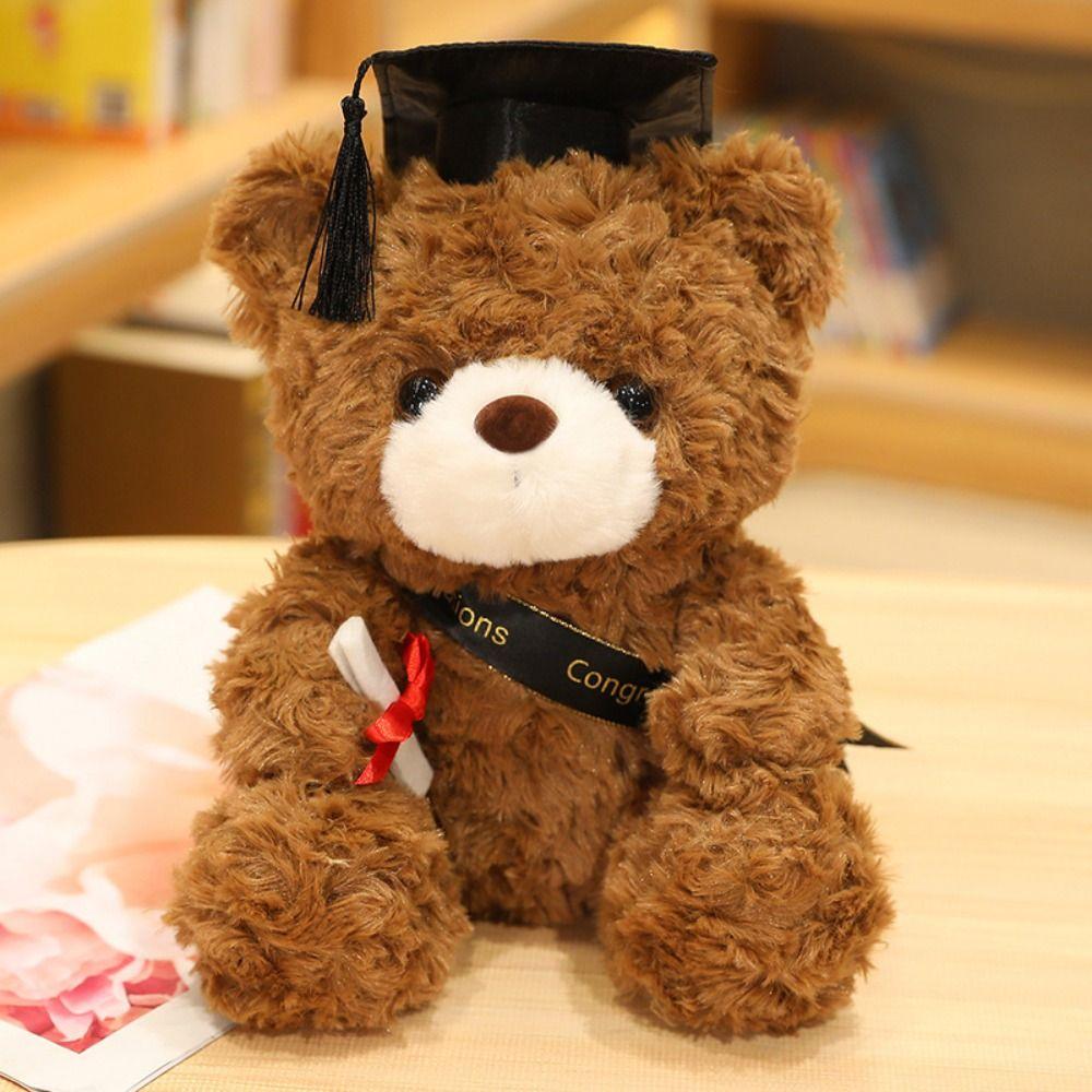 23/28cm Bachelor Bear Plush Toy Cute Bear Animal Doll Doctor Cap Graduation Bear Doll  Party Favors