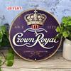 Vintage Royal Crown Whiskey Metal Sign Wall Art 7.87 Inch Round Home Bar Decor