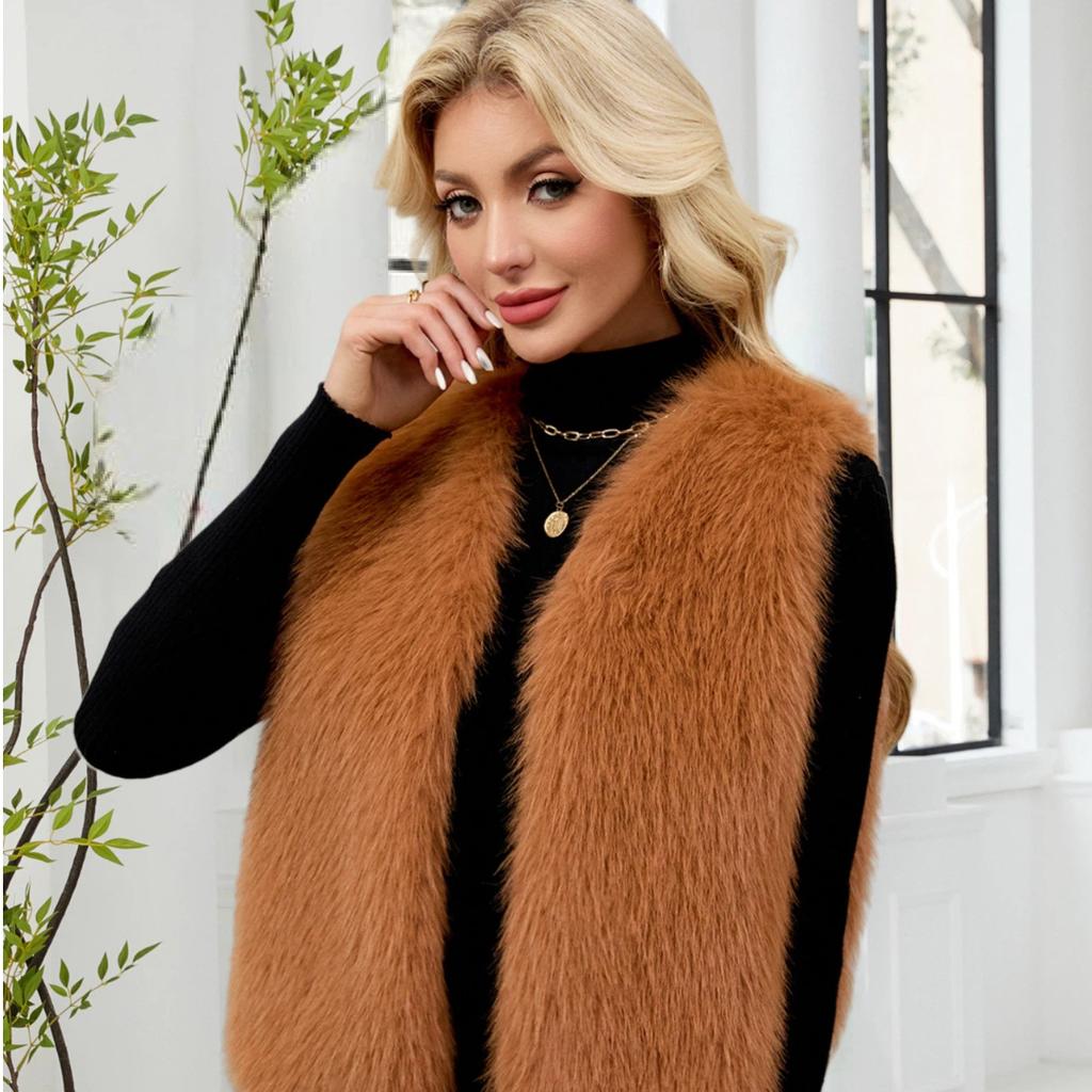 Autumn/Winter Artificial Fur Vest Medium to Long