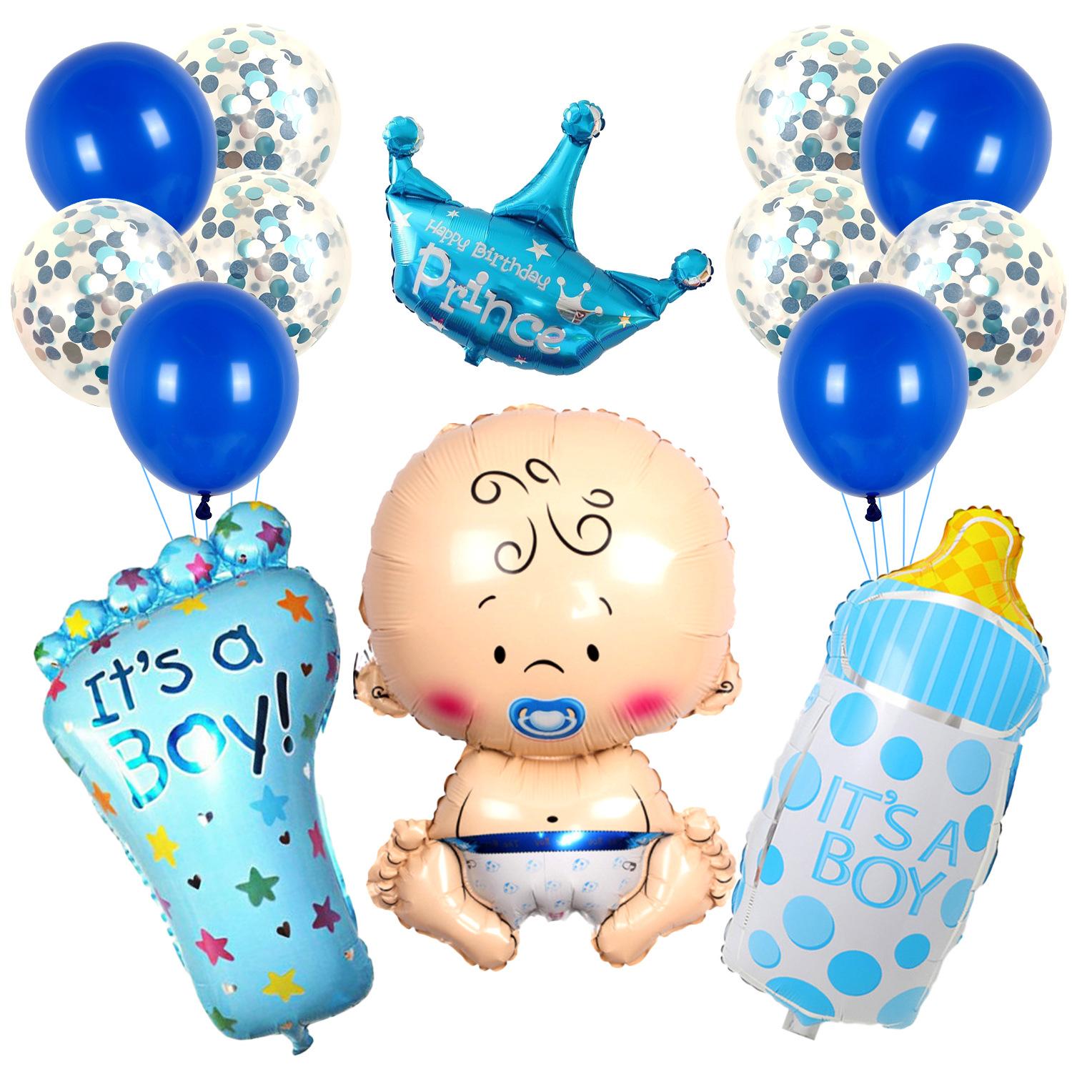 

Baby Baby Baby Full Moon Aluminum Film Balloon Package Baby Shower Party Supplies 14-piece set of crown baby boy package
