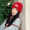 Autumn and Winter New Bow Knitted Hat for Women Korean Version Versatile Face Showing Small Woolen Hat Outdoor Warm Pullover Cold Hat Trend