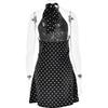 Backless Lace-Up Mini Dress Female Contrast Fashion Bandage High Waist Patchwork Dress Women's Commute Summer Dress
