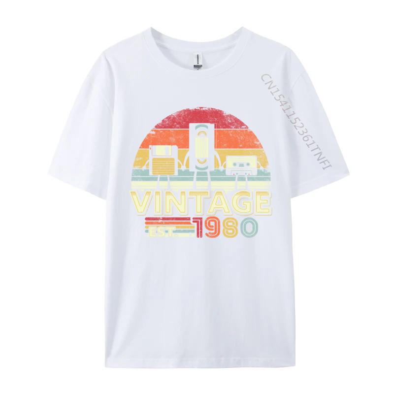 1980 Shirt Vintage 40th Birthday Funny Music Tech Europe Autumn Tops & Tees Normal T-Shirt Cute Birthday T Shirts Top Quality