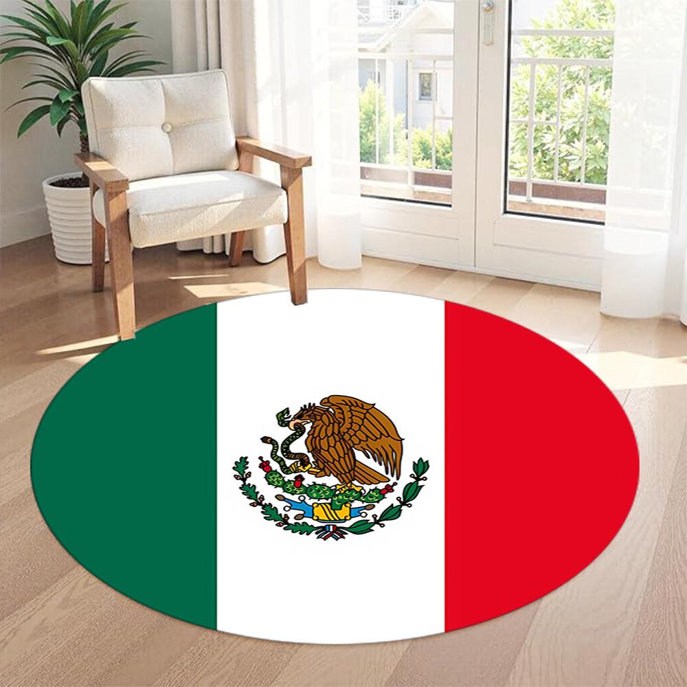 Flag Round Area Rug Suitable for Game Room Dining Room Balcony Dormitory Anti-slip Round Rug Decorate Offices Spiritual Gift