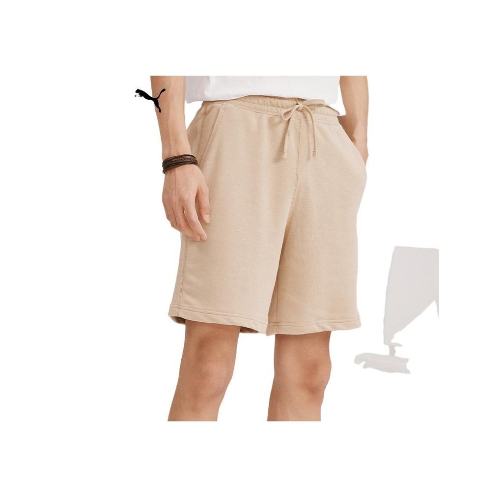 Puma Embroidered Logo Solid Color Sports Drawstring Casual Shorts Men Bottoms Khaki 532698-79