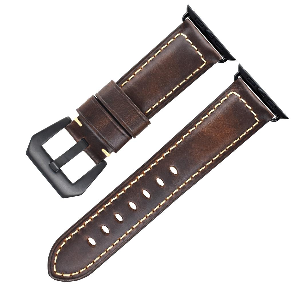 First Layer Real Cowhide Retro Leather Watch Strap Replacement for Apple Watch Series 1 2 3 4 5 7 8 9 SE Smart Watch Accessory