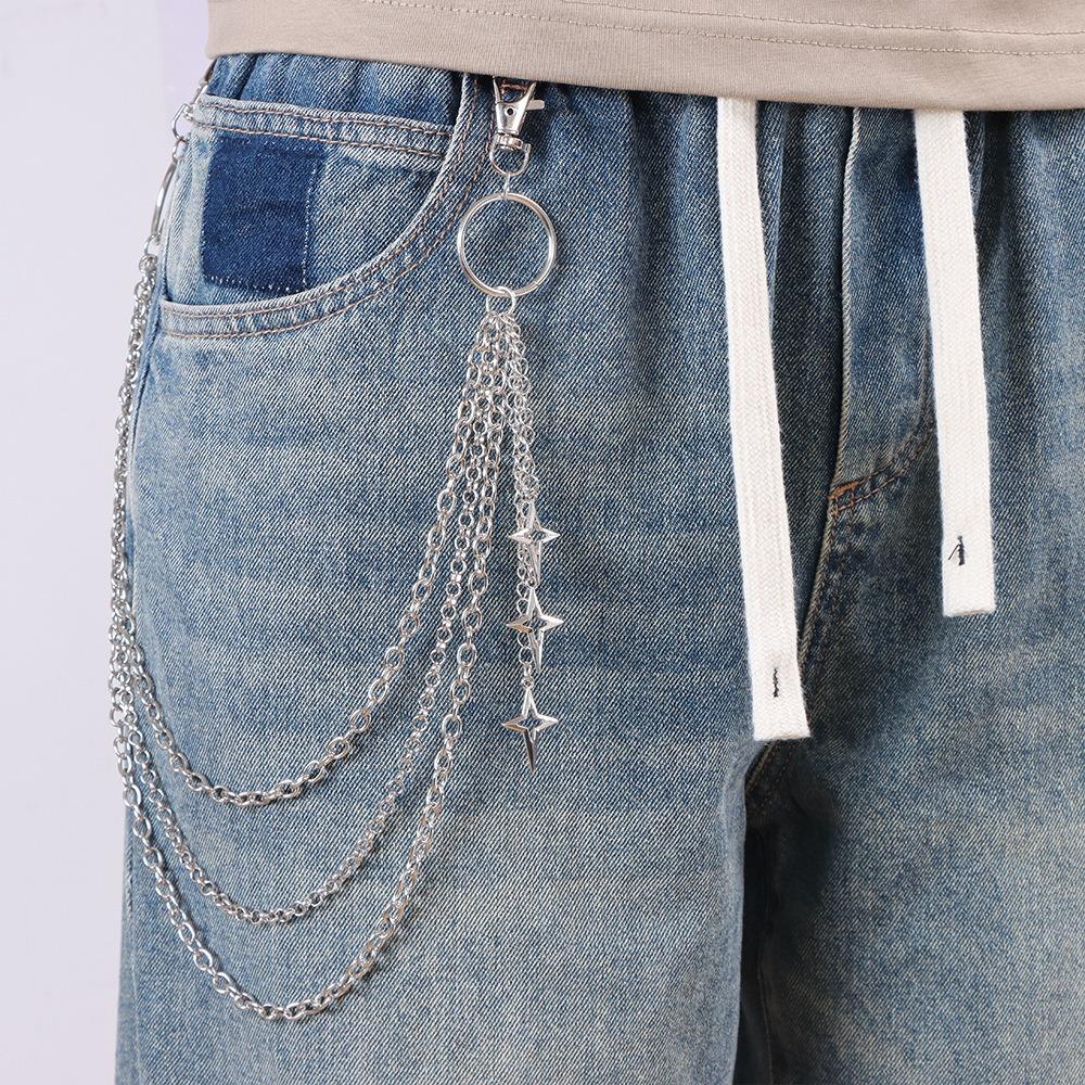 Gothic Quasten Hosenkette Hip Hop Mehrschichtige Schlüsselanhänger Mode Stern Taillenkette Für Frauen Mann
