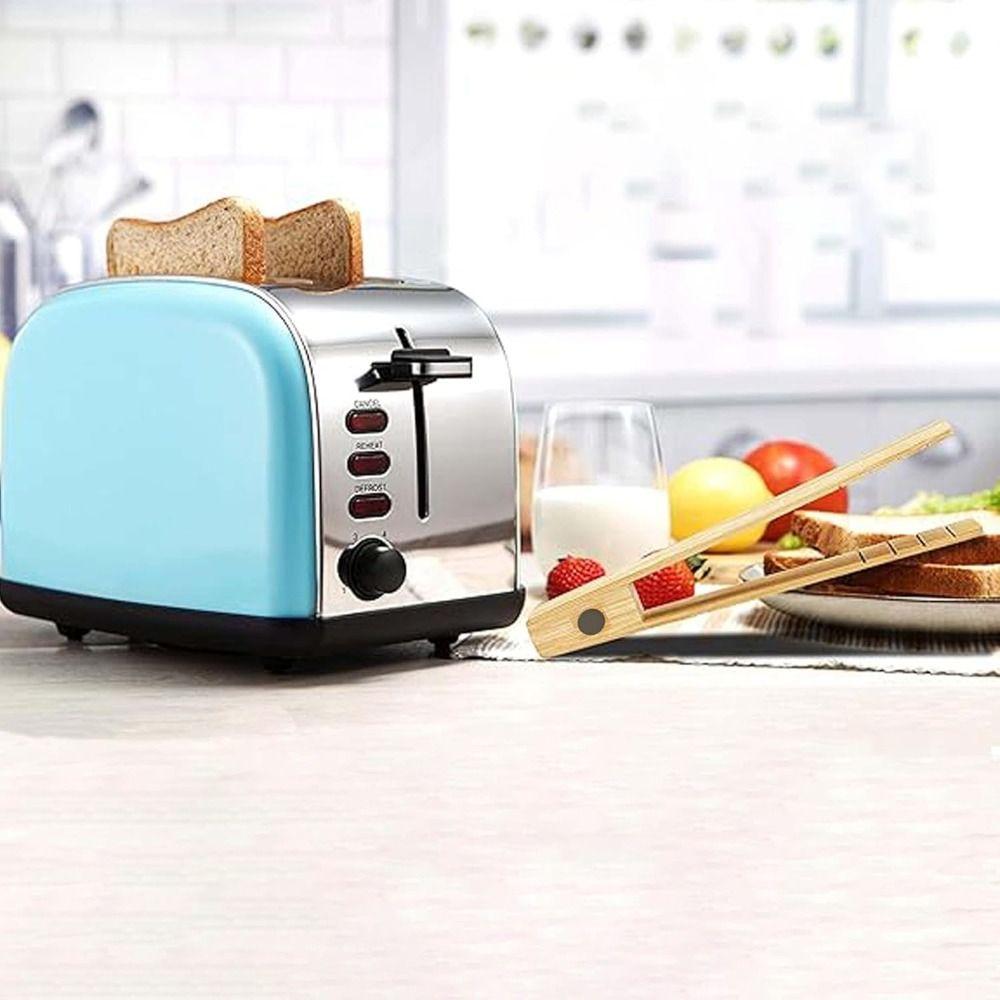 Multifunctional Square-headed Magnetic Bamboo Toast Tong Anti-scalding Long Handle Food Clamp Anti-slip BBQ Tong Barbecue