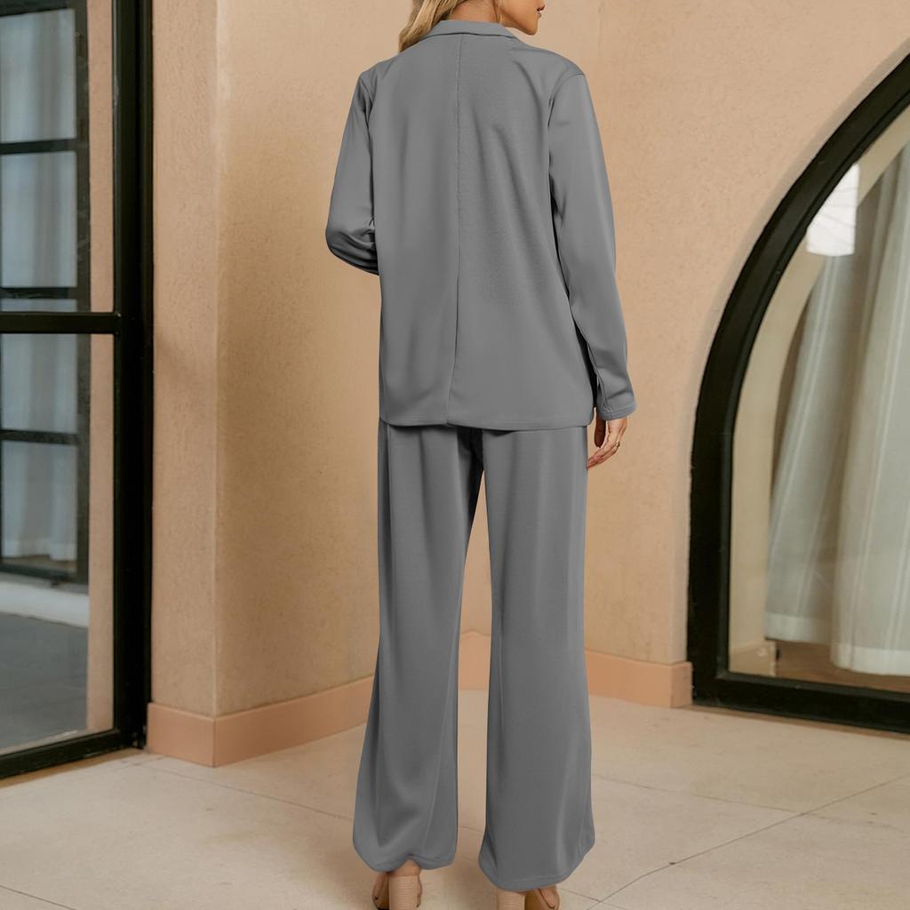 Women's Long Coat And Wide-leg Pants Suit Business Casual Two-piece Suit