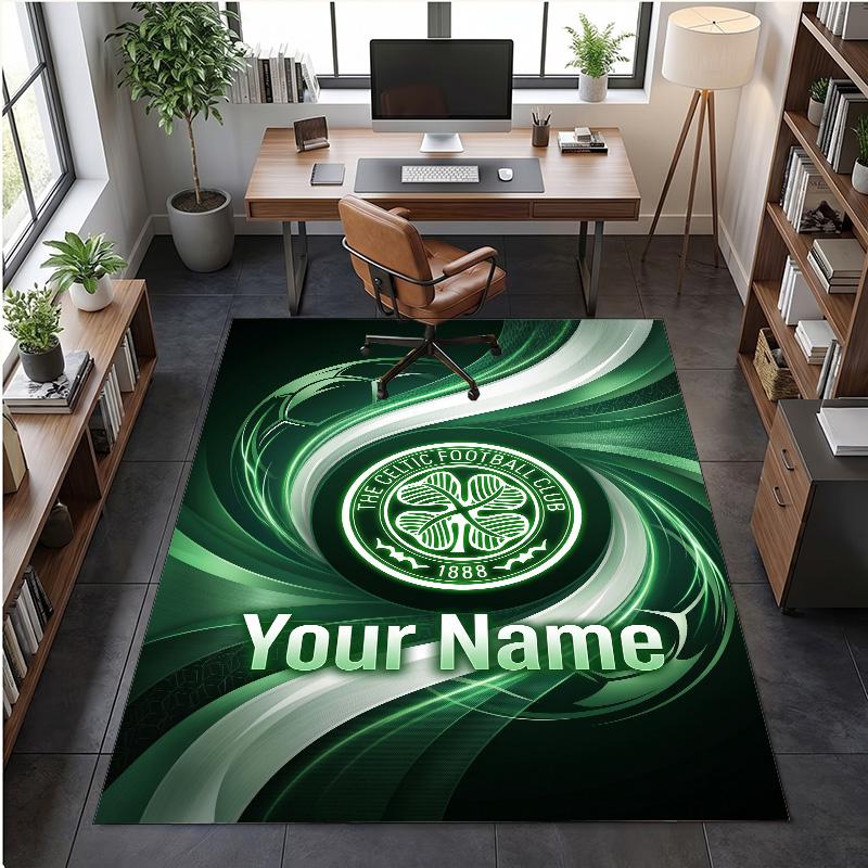 Crystal Velvet Rug Celtic FC Print Custom Name Text Floor Mat Home Decor