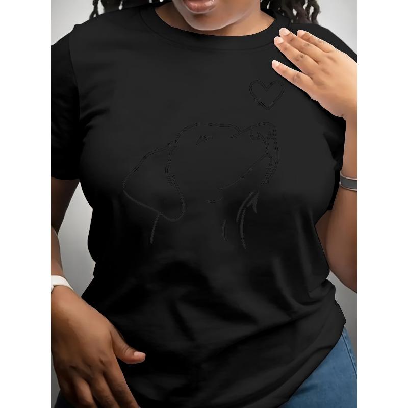 

Жіноча футболка з принтом собак, європейський розмір, повсякденна, дихаюча, м яка, з коротким рукавом, вільна та зручна, підходить для роботи, вуличного стилю 4XL чорний