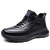 High Quality Cow Leather Sneakers Men Autumn Winter Fashion Casual Cotton Shoes Male High Top Black Sports Platform Shoes Man