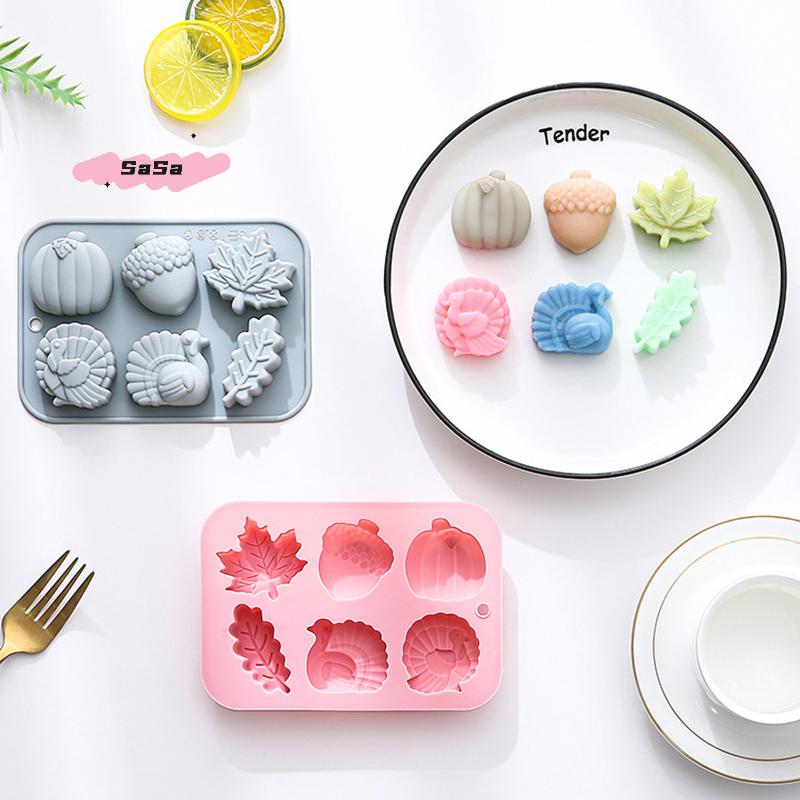 3D Pumpkin Silicone Mold Fall Thanksgiving Halloween Autumn Leaf Acorn Turkey Shape Chocolate Mold for Baking And Cooking