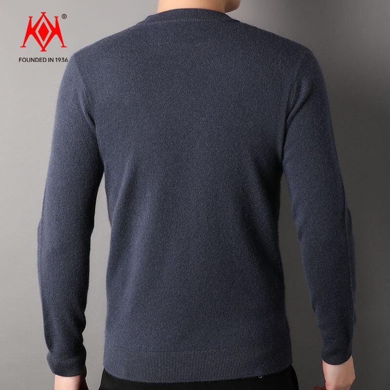 Men's Premium 100% Cashmere Crewneck Plaid Pullover Sweater