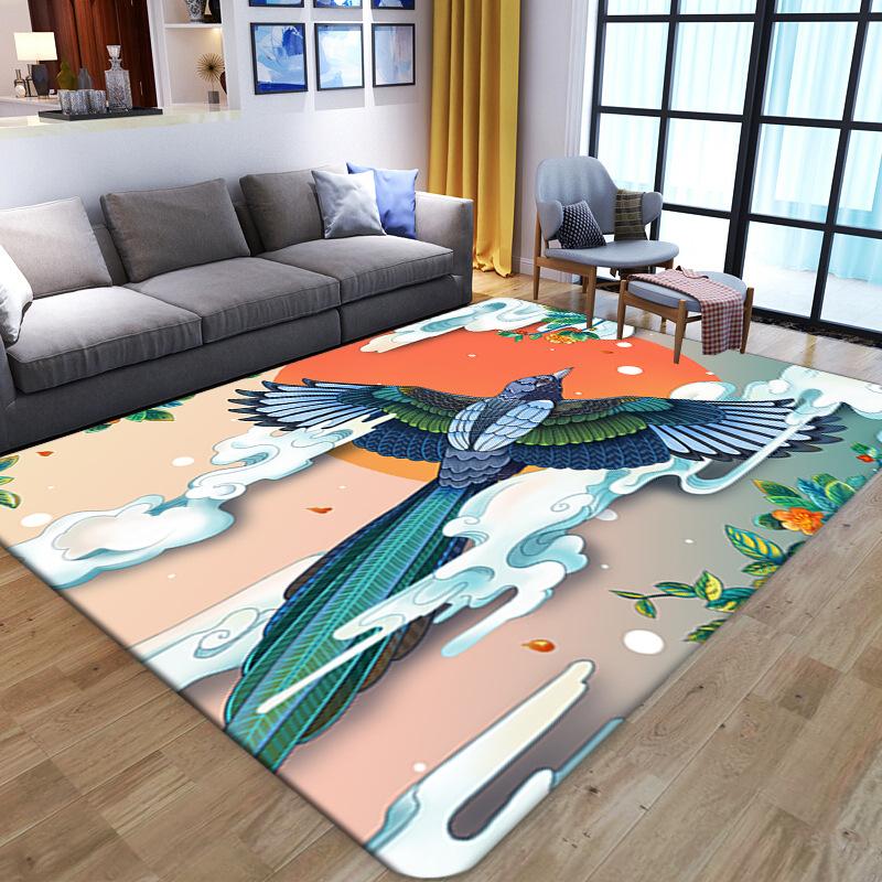 Living Room Printed Carpet, Household Bedroom Printed Blanket, Long European Style Full Floor Mat Foot