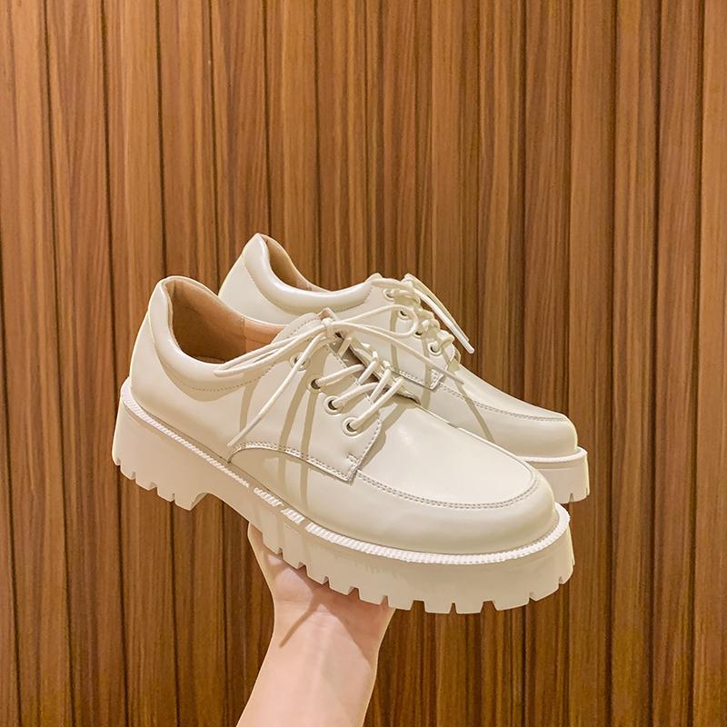 Fashion AIYUQI Women Shoes Genuine Leather New Spring British style White Women's loafers Round Toe Casual Platform Shoes Women