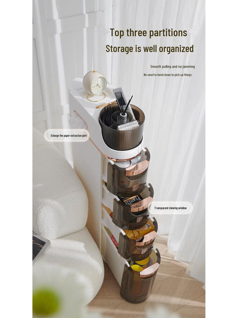 Bathroom Gap Drawer Storage Cabinet: Multi-layer Plastic, No Installation Needed.
