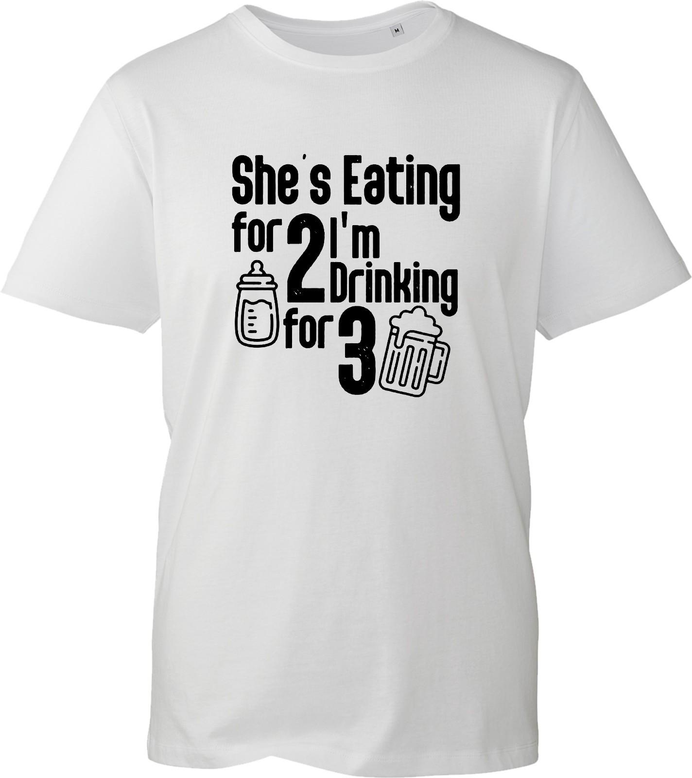 Shes Eating For 2 Im Drinking For 3 T Shirt Unisex Funny Pregnancy Announcement M
