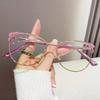 Trendy Cat Eye Flat Light Glasses Anti Blue Light Optical Eyeglass Personality Versatile Blue Light Blocking Eyewear For Women