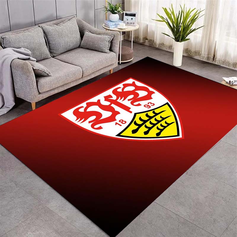 VfB Stuttgart Simple Gradient Club Crest Area Rug, Non Slip Floor Mat for Living Room Bedroom Soccer Fan Home Decor