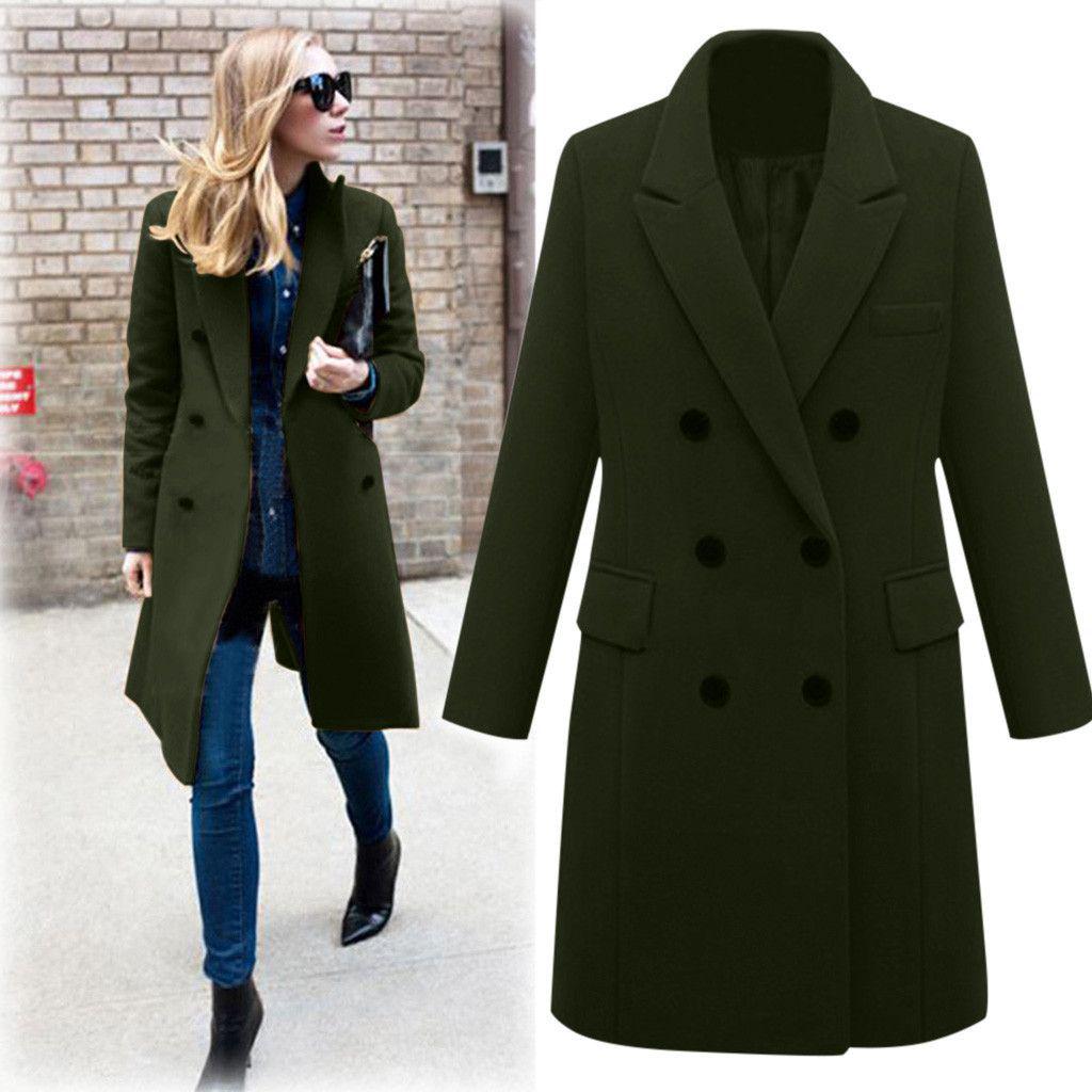 2023 Women's Double-Breasted Woolen Mid-Length Coat - Bestseller