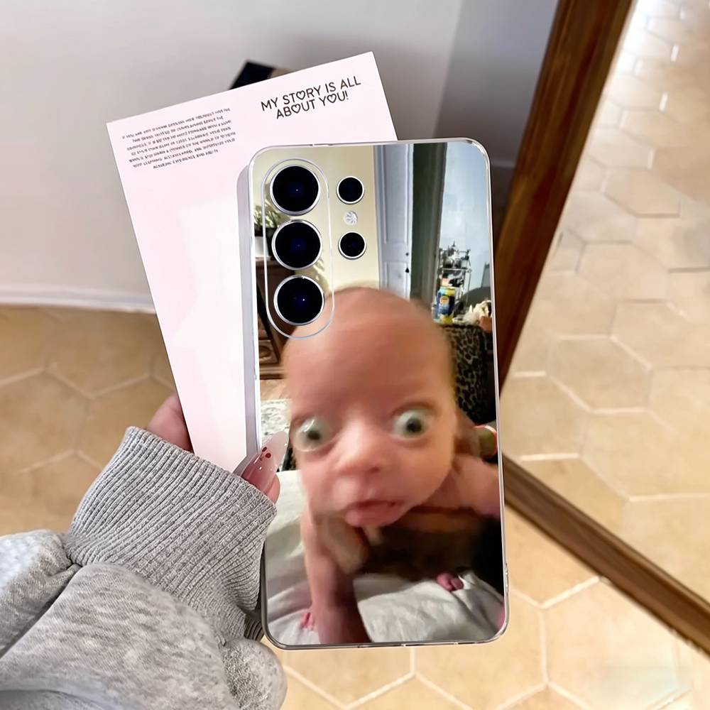 Random Ahh Baby Phone Case For Samsung S25,S24,S21,S22,S23,S30,Ultra,S20,Plus,Fe,Note,10,9,5G Transparent Cover Samsung S10