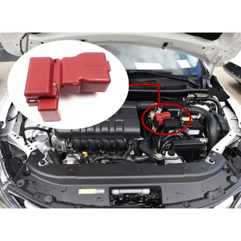24345-79912 24345-2FP0B Battery Positive Terminal Cover, Red Hinged Clip-On Plastic Insulation Cap, Positive Post Protector Replacement Part