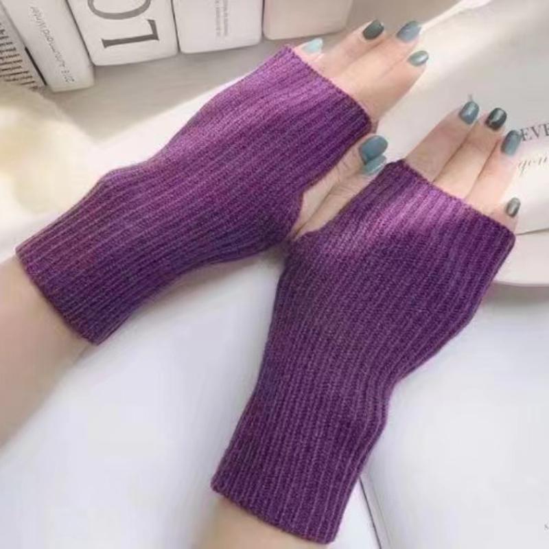 Krátké bezprstové rukavice pro ženy, zimní teplejší pletené rukávy, jemné ležérní měkké dívčí gotické oblečení, punkové gotické rukavice